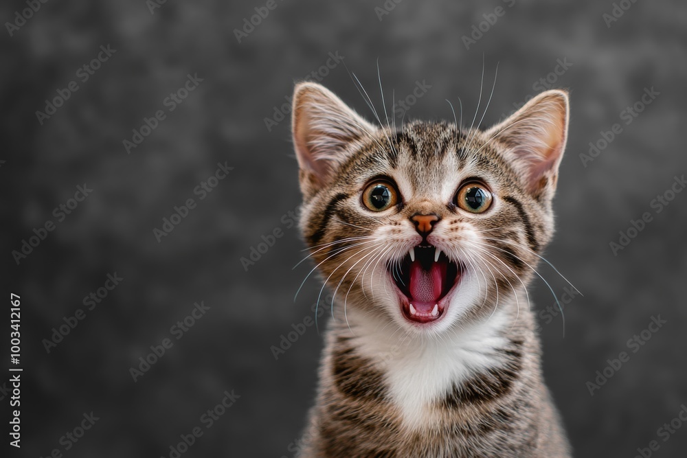 Surprised cat with a funny expression isolated on a transparent background showing unexpected excitement Surprised cat with a funny expression isolated on a transparent background showing unexpected excitement