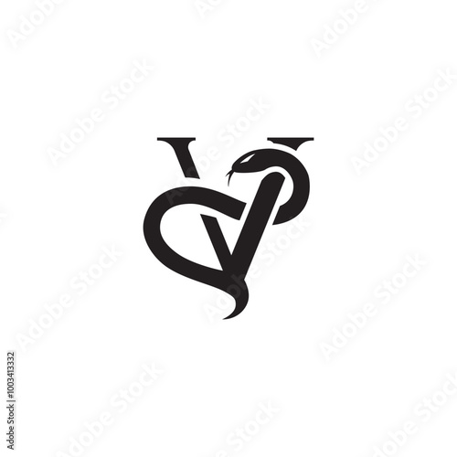 v viper logo. vector illustration of letter V and snake for icon ,symbol or logo. initial V logo. viper snake logo