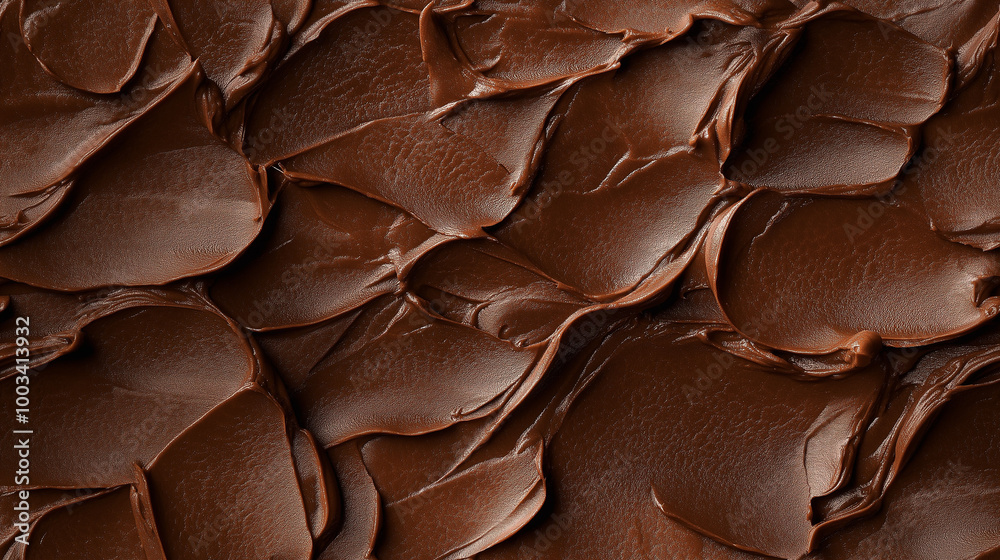 Fototapeta premium a close-up, top-down view of pecan paste spread across the frame, filling the image with its deep brown color and slightly textured surface