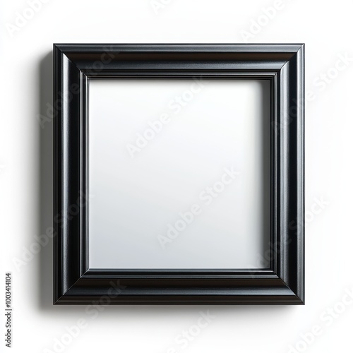 Black wooden picture frame with a blank mirror surface.