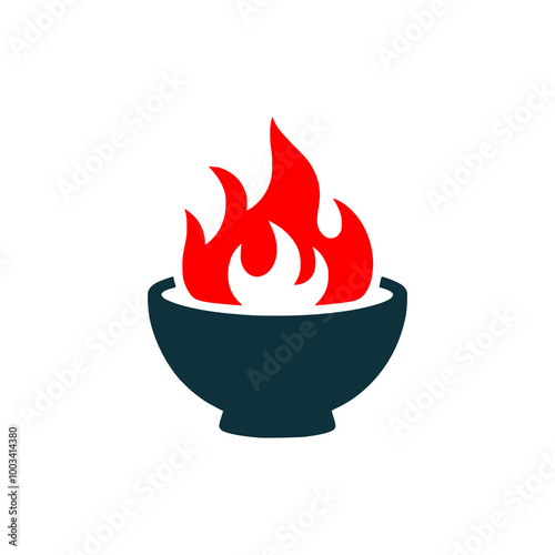 bowl with fire logo vector illustration template design