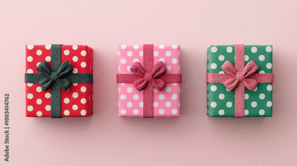Obraz premium Colorful gift boxes on a pastel background, perfect for celebrations.