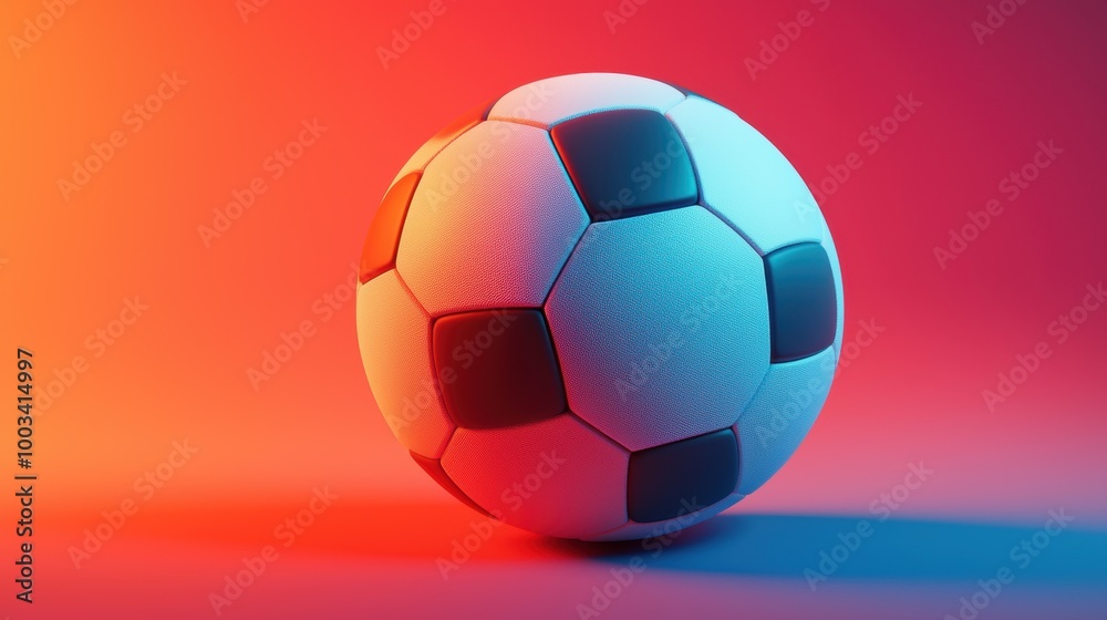 Colorful soccer ball on a vibrant background, showcasing dramatic lighting. Colorful soccer ball on a vibrant background, showcasing dramatic lighting.