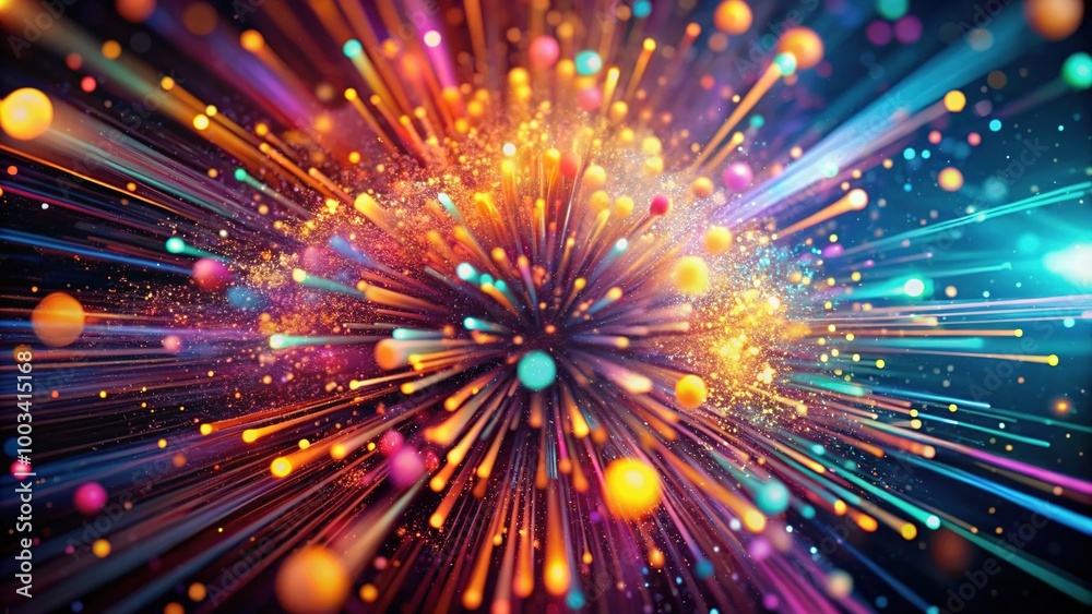 Fototapeta premium Experience a dynamic abstract background featuring vibrant particle animations, perfect for modern design and digital media projects that demand energy and creativity.