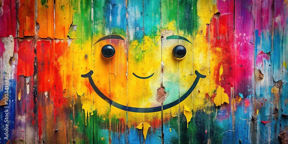 Fototapeta premium Joyful expression against a colorful backdrop, representing emotional wellness and the strength found in healing and resilience through life's challenges and transformations.