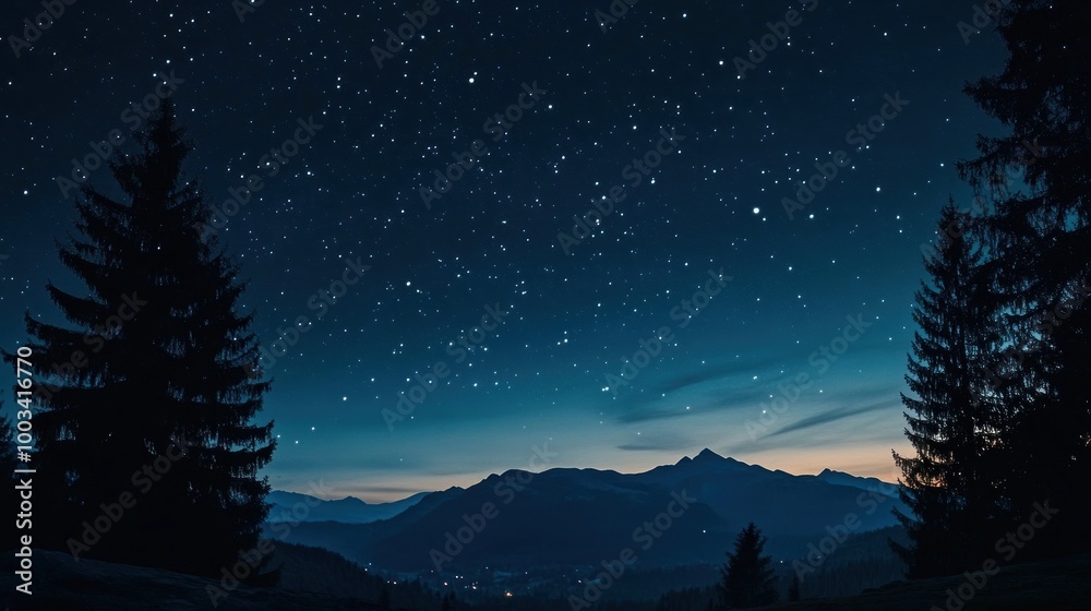 Night Sky Mountainscape with Starry Sky Night Sky Mountainscape with Starry Sky