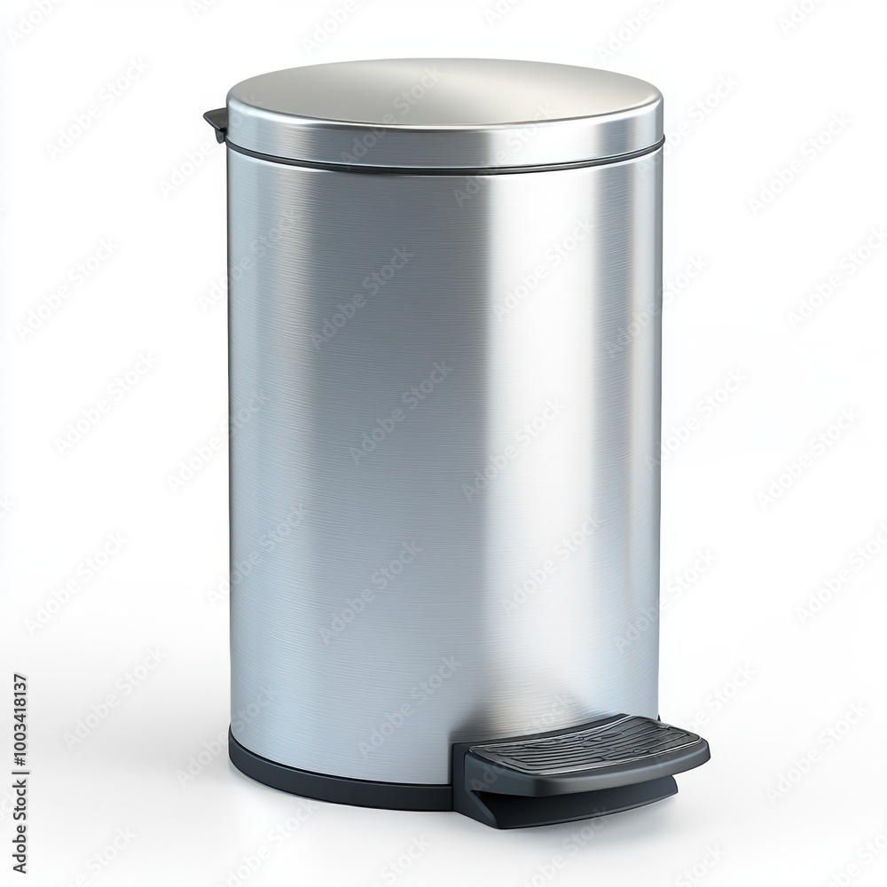 Stainless steel pedal bin on a white isolated background. Stainless steel pedal bin on a white isolated background.