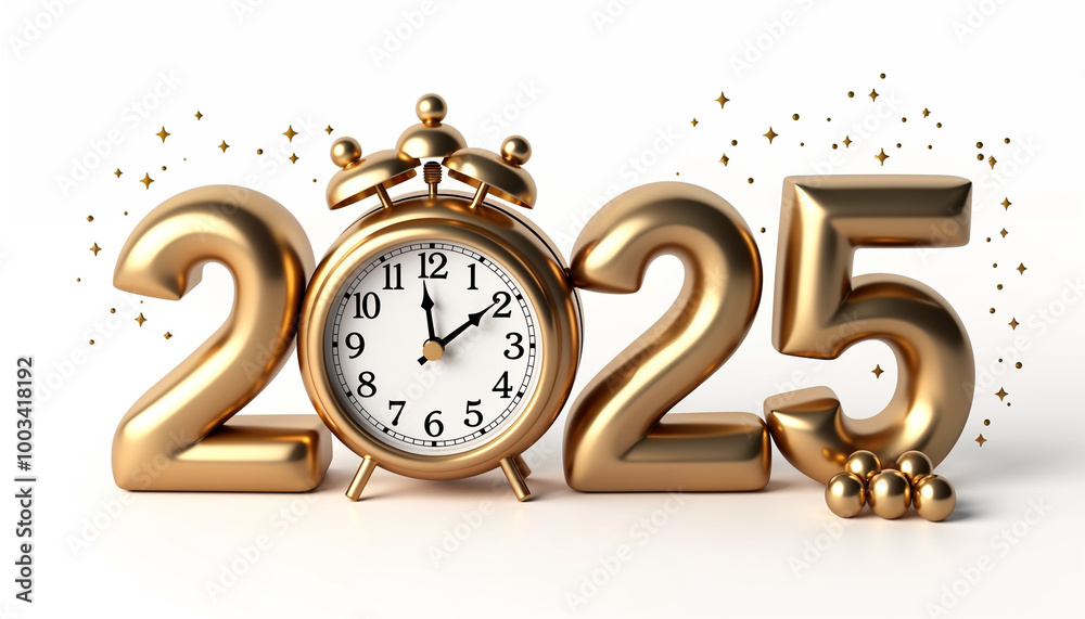 Fototapeta premium 2025 luxury golden text with new year decorative