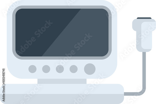 Modern ultrasound machine displaying an image, representing its use in medical diagnosis and healthcare