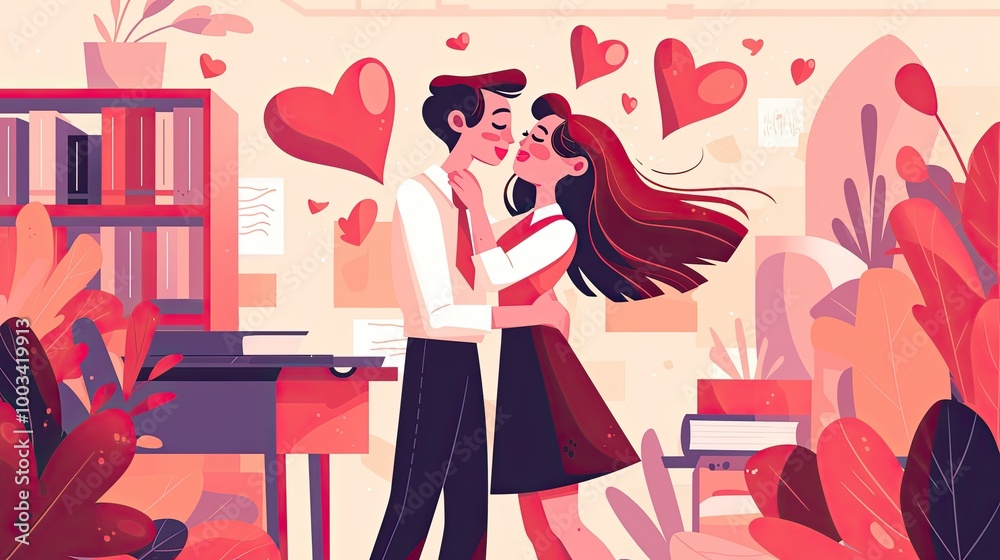 Workplace Romance Between Smiling Coworkers Workplace Romance Between Smiling Coworkers