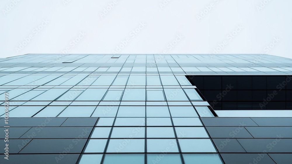 Modern Glass Building from Below Perspective Modern Glass Building from Below Perspective