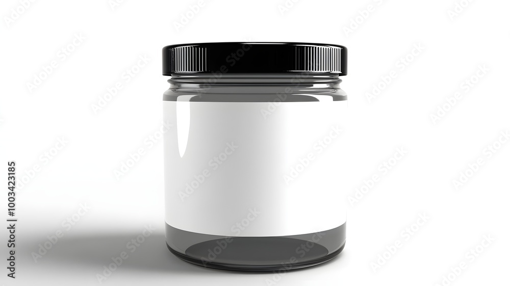 Blank Square Label on Clear Jar Mockup Blank Square Label on Clear Jar Mockup