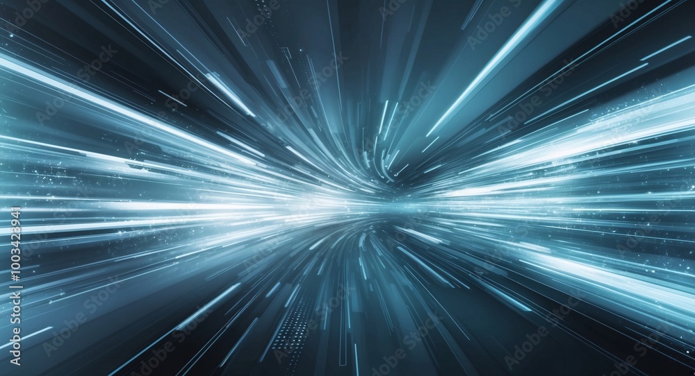 Fototapeta premium A glowing abstract blue background with radiant rays and light bursts creating a dynamic energy-filled pattern