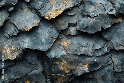 textured black rock surface showcasing the rugged beauty of a weathered mountain intricate patterns and details highlight the aged natural stone with shadows enhancing its depth