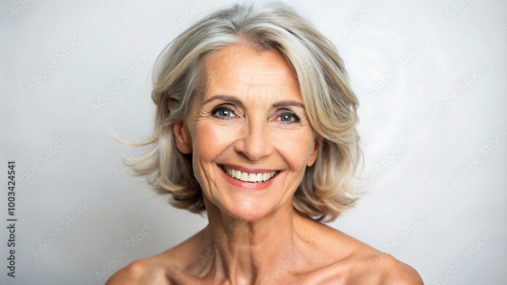 Beautiful Senior Woman with Gray Hair Smiling Beautiful Senior Woman with Gray Hair Smiling