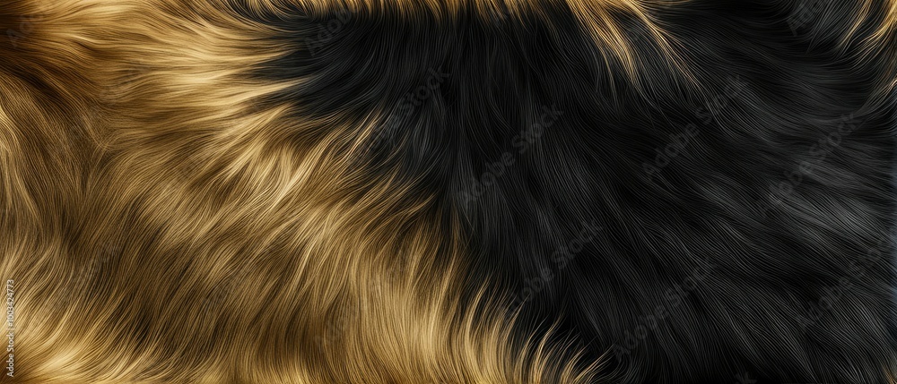 Abstract Fur Texture with Black and Gold Tones