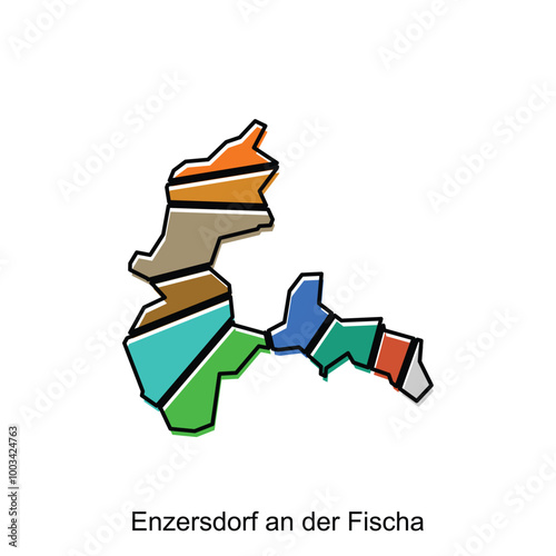 Austrian Political Map with capital City of Enzersdorf an der Fischa, national borders, important cities illustration design template photo