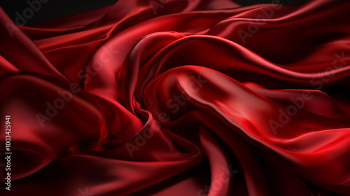 Red Silk Fabric Draped Background Texture