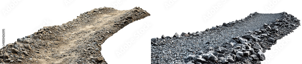 Die-cut gravel textures on a white isolated background. Die-cut gravel textures on a white isolated background.