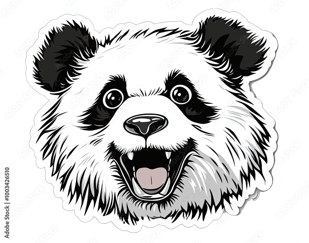 Playful panda face illustration with a joyful expression, perfect for animal lovers and wildlife enthusiasts. Playful panda face illustration with a joyful expression, perfect for animal lovers and wildlife enthusiasts.