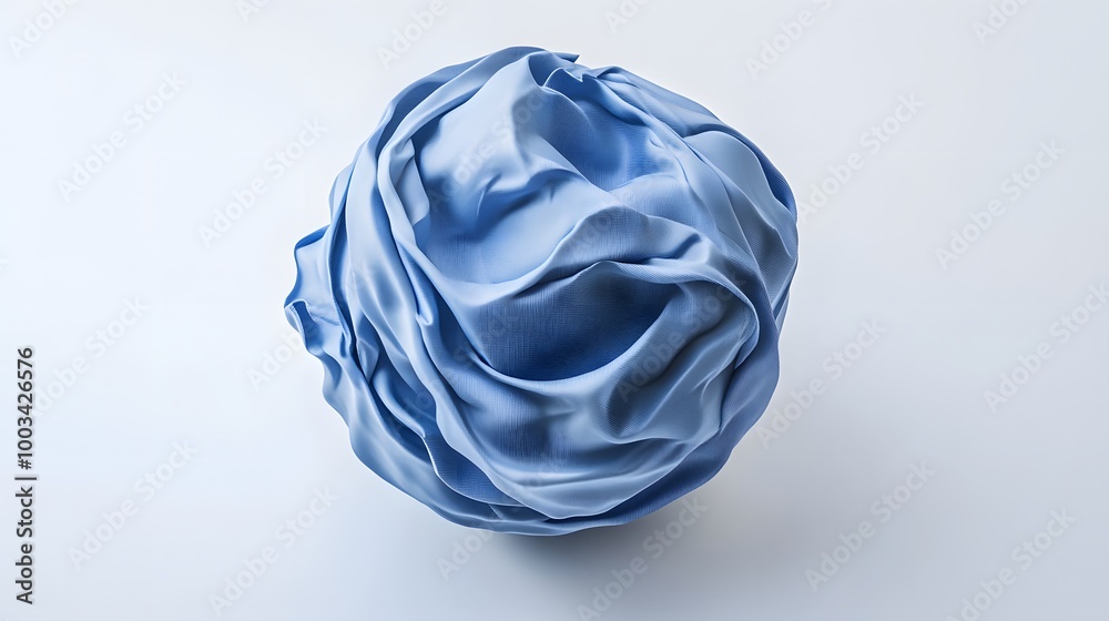 Blue sphere shaped fabric isolated on white background. 3d rendering. 