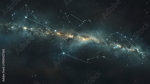 The milky way and constellations: a conceptual journey through cosmic wonders. Interstellar Travel. Illustration