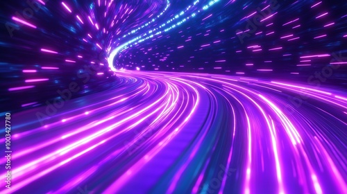 Purple dynamic traffic neon lines speed data connection power glow effect