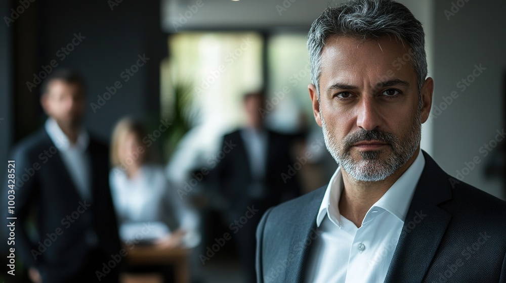 Confident Man in Business Suit in Office Environment Confident Man in Business Suit in Office Environment