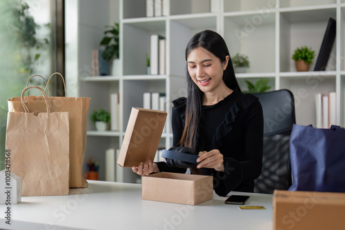 Delighted Online Shopper Unveiling New headphones from Package