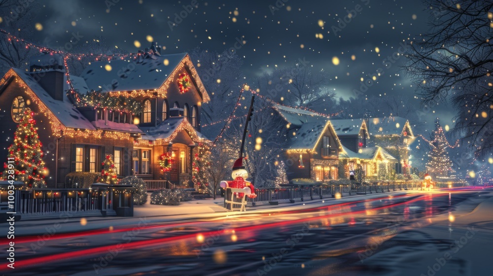 Festive Winter Wonderland with Christmas Lights Festive Winter Wonderland with Christmas Lights