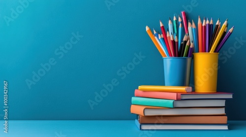 Colorful School Supplies on a Bright Background