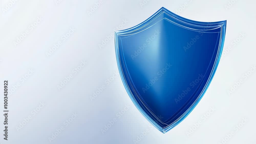 Gradient blue shield shape against white background. Smooth color transition from light to deep blue. Clean, modern design with soft edges. Gradient blue shield shape against white background. Smooth color transition from light to deep blue. Clean, modern design with soft edges.