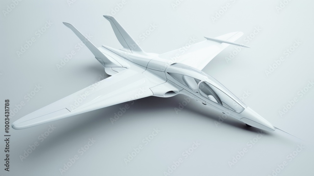 Minimalist 3D Glider Design on White Background Minimalist 3D Glider Design on White Background