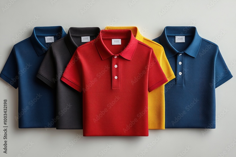 Professional Polo Shirt Mockup Featuring Classic Colors and Company Logo on Neutral Backdrop