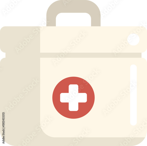 First aid kit closed, showing a red cross symbol, for medical emergencies