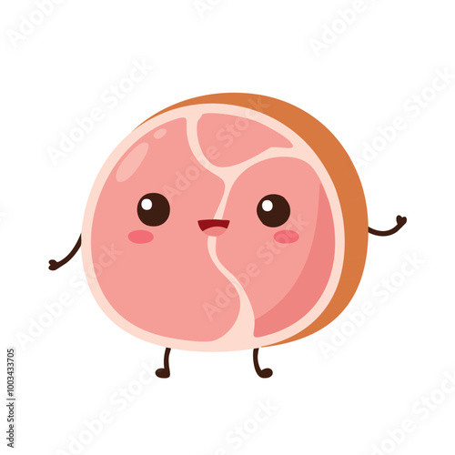 Ham Meat Food Eat Meal Cuisine Animation Kawaii Character

