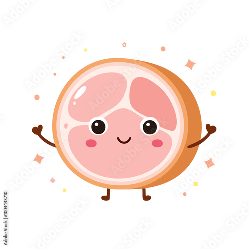 Ham Meat Food Eat Meal Cuisine Animation Kawaii Character
