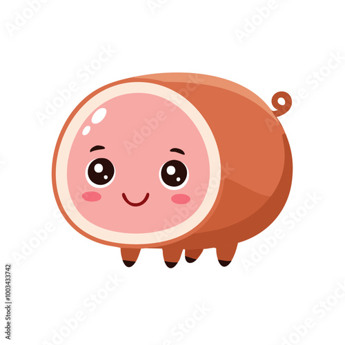 Ham Meat Food Eat Meal Cuisine Animation Kawaii Character
