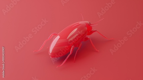 Minimalist 3D Red Velvet Mite Render photo