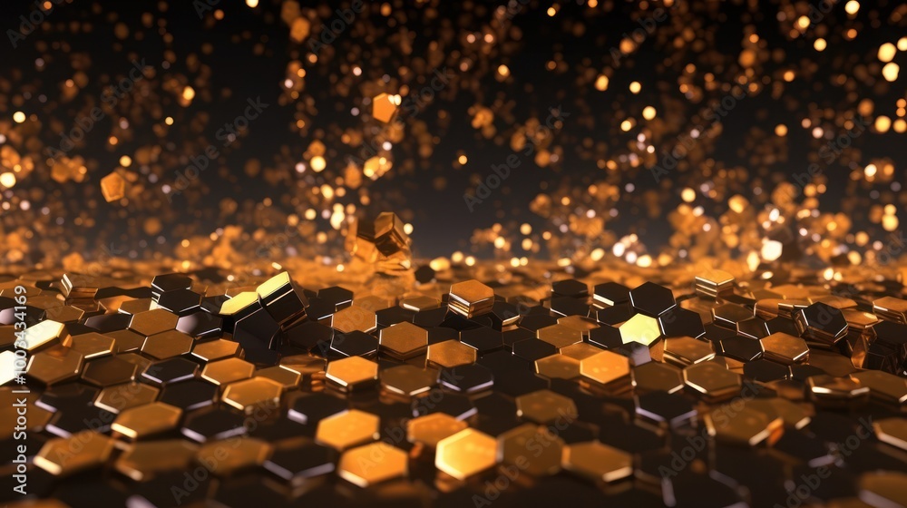 Golden Hexagon Abstract Background Golden Hexagon Abstract Background