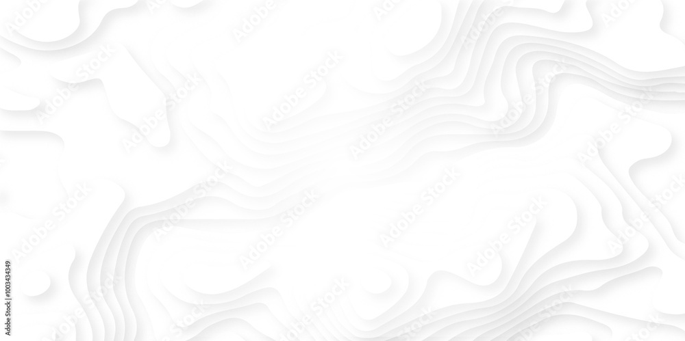Abstract white papercut background. Realistic papercut texture with wavy layers.  topographic canyon geometric map relief