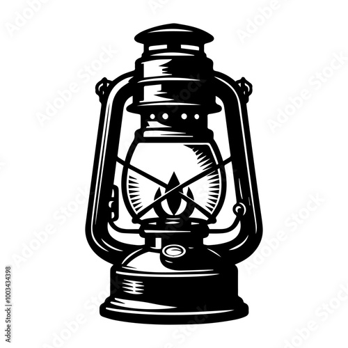 Classic Kerosene Lantern Silhouette for Rustic Logo and Retro Branding