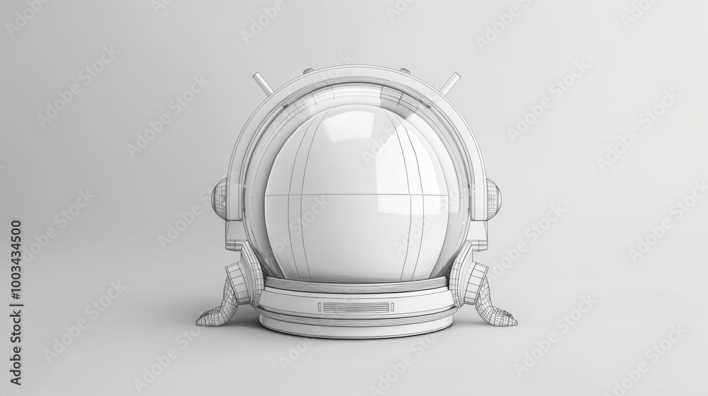 Fototapeta premium Minimalist 3D Space Capsule in Clean Design