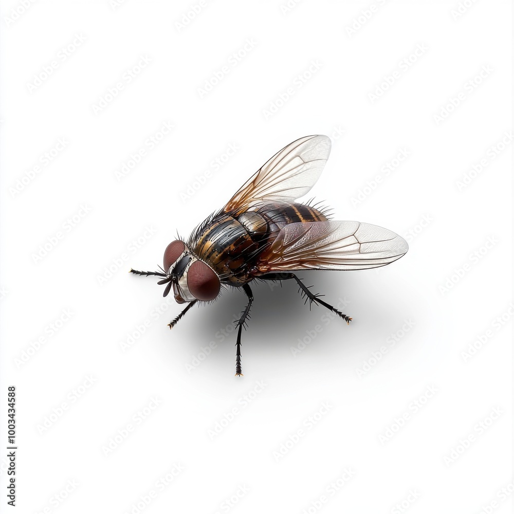 Detailed Macro Shot of a Fly on White Background Detailed Macro Shot of a Fly on White Background