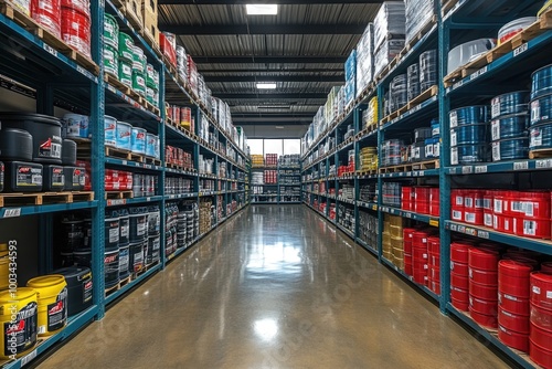 Efficiently Organized Auto Parts Warehouse with Ample Space and Easy Access to Diverse Inventory