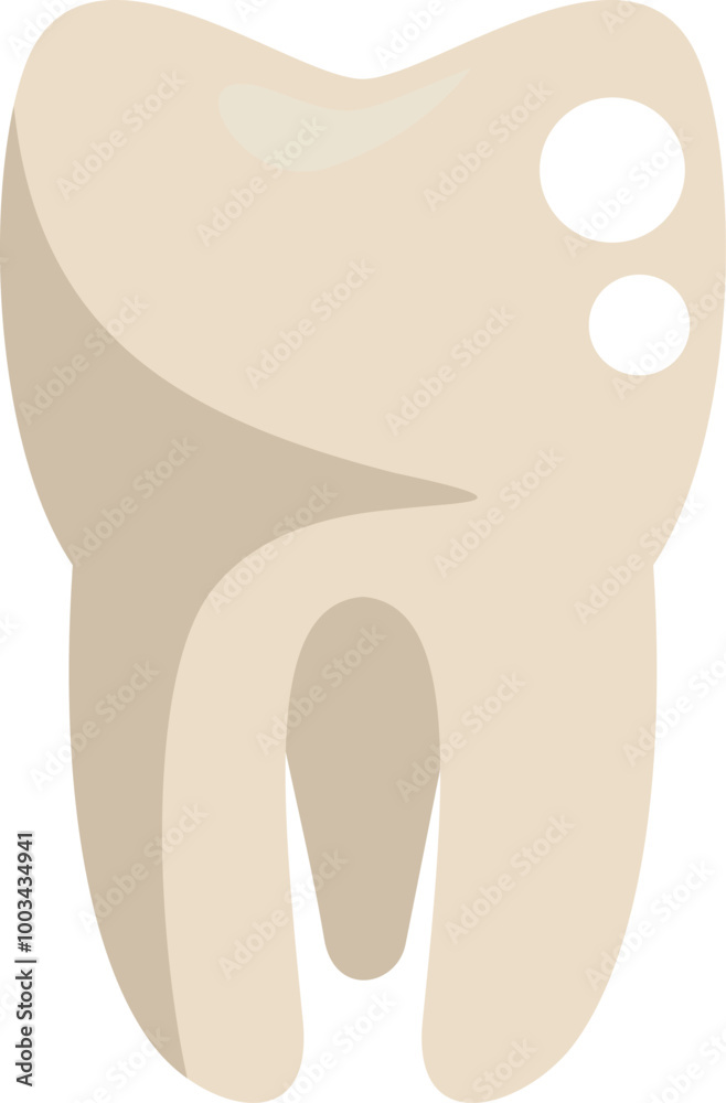 Single cartoon tooth showing a filling, representing dental hygiene and oral health Single cartoon tooth showing a filling, representing dental hygiene and oral health