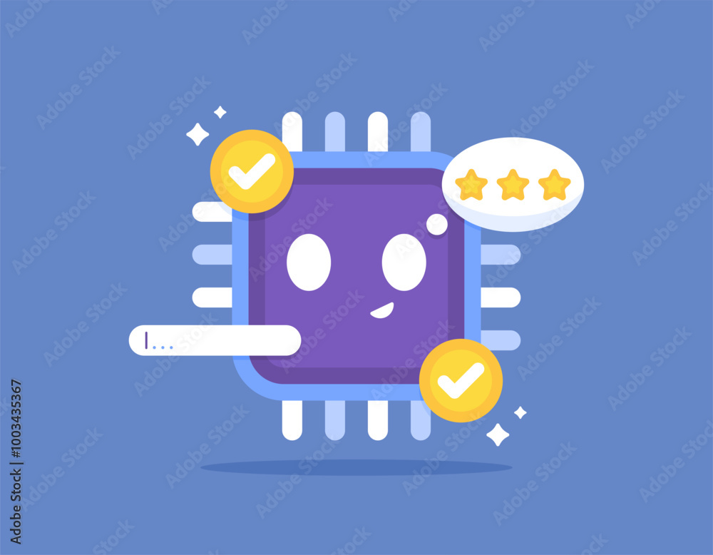 artificial intelligence technology concept. best artificial intelligence or AI system. illustration of a cpu chip. electronic components. flat style design. elements artificial intelligence technology concept. best artificial intelligence or AI system. illustration of a cpu chip. electronic components. flat style design. elements