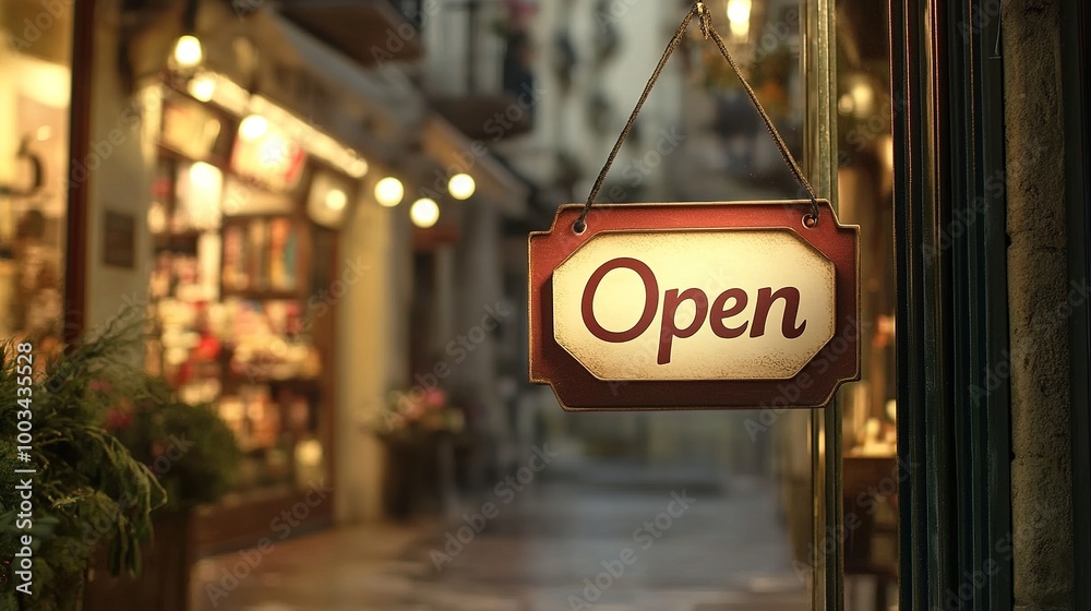 Open Sign in a Charming Street Setting