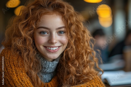 Confident University Student Enjoys Homework at Desk with a Bright Smile