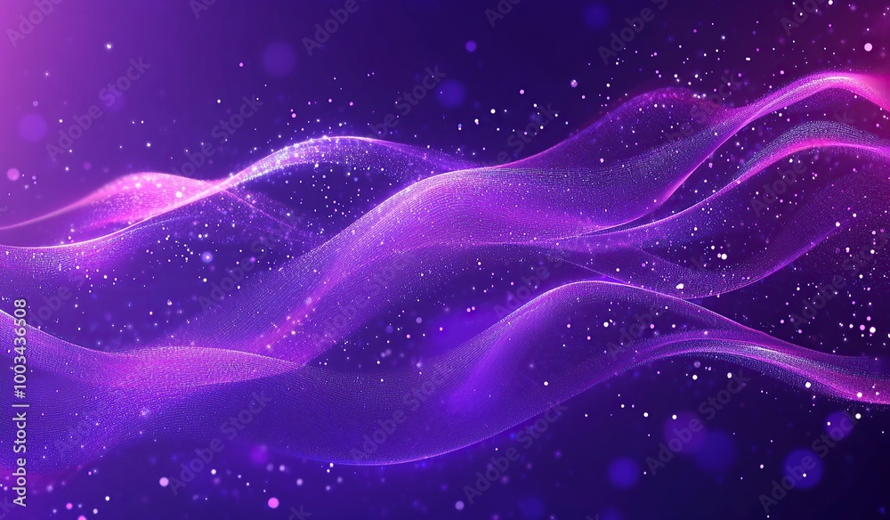 A glowing purple background with wavy lines and particles of light A glowing purple background with wavy lines and particles of light